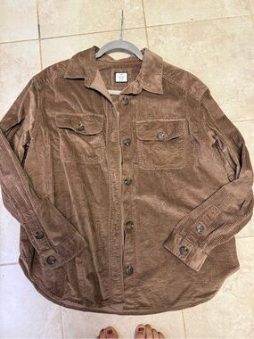 Denver Hayes Brown Corduroy Button-Front Shirt Jacket